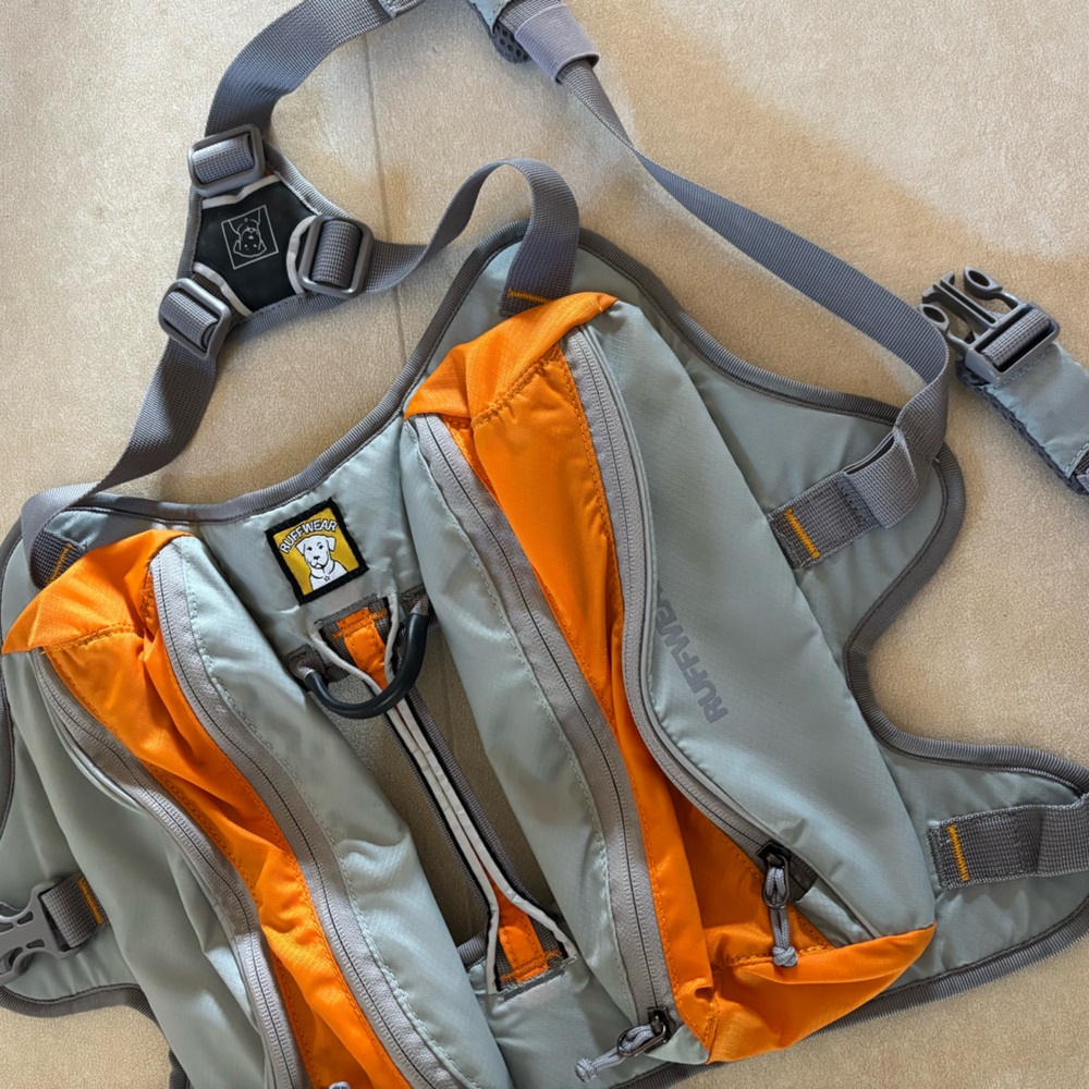 Ruffwear hiking dog vest.